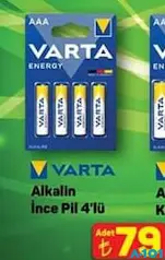 VARTA ENERGY ALKALİN İNCE PİL 4'LÜ fiyat ve kampanya bilgisi